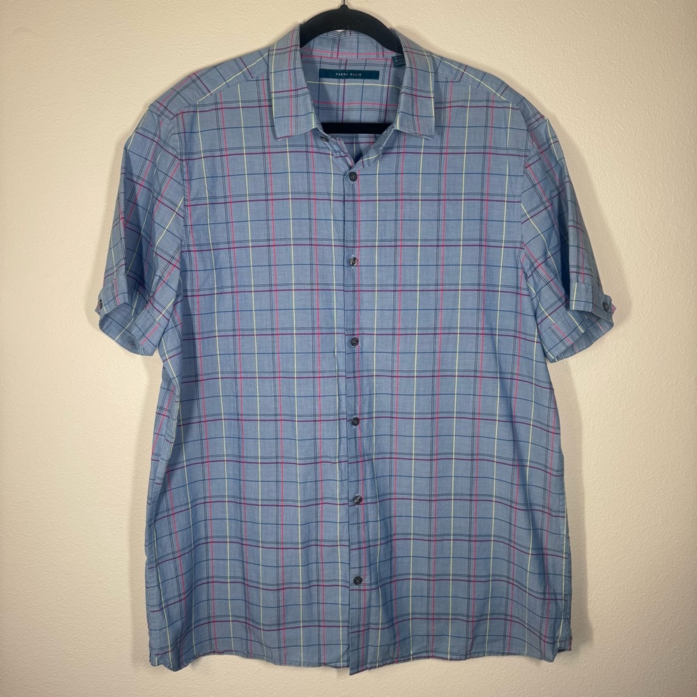 Perry Ellis Men's Short-Sleeve Shirt XL Dress casual work attire shirt